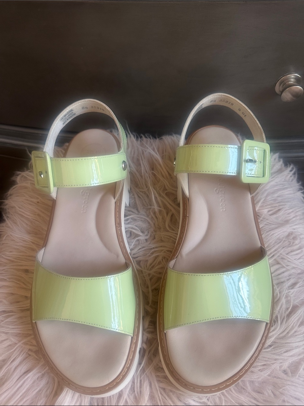 Paul Green Lime Patent Ankle Strap Sandals